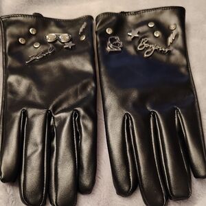 Karl Lagerfeld Black Embellished Gloves